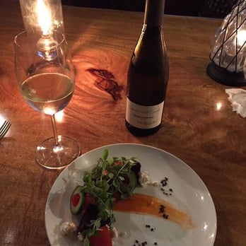 CanoeHouse - Beet and tomato salad with Li Hing dressing and goat cheese (pea shoots and micro basil) - Japanese Near Me - Kamuela, Hawaii