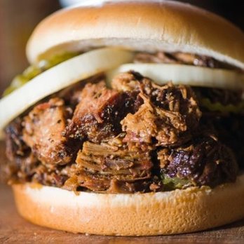 Marshall's Bar-B-Q - Look @ all that meat! I added onions & pickles. DELICIOUS! - Barbeque Near Me - Carrollton, Texas Marshall's Bar-B-Q - Look @ all that meat! I added onions & pickles. DELICIOUS! - Barbeque Near Me - Carrollton, Texas