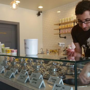 Dolce Neve - The owner,  Marco, scooping up some gelato goodness. - Desserts Near Me - Houston, Texas