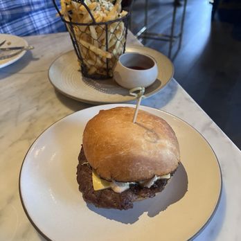The Whaling Bar - HH burger and Parmesan fries ($10 each) - Cocktail Bars Near Me - La Jolla, California