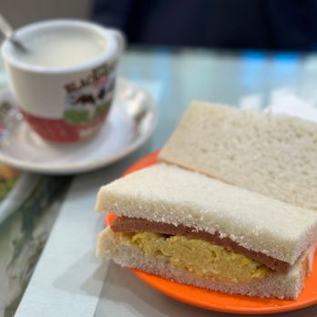 美都餐室 - Egg & luncheon meat sandwich and almond drink - Hong Kong Style Cafe Near Me - Hong Kong, HK 美都餐室 - Egg & luncheon meat sandwich and almond drink - Hong Kong Style Cafe Near Me - Hong Kong, HK