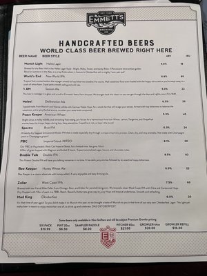 Menu photo 6 Emmett's Brewing Downers Grove, IL