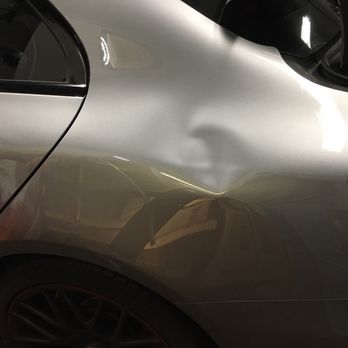 Alan's Mobile Paintless Dent Repair - Driver side rear quarter panel damage on a Mercedes C Class - Auto Detailing Near Me Alan's Mobile Paintless Dent Repair - Driver side rear quarter panel damage on a Mercedes C Class - Auto Detailing Near Me