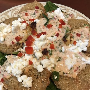 Another Broken Egg Cafe - Fried green pickles and crab cake!! - Breakfast & Brunch Near Me - Houston, Texas