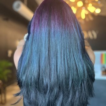 Sunday Salon - Cut and fashion color. Top color was supposed to be purple to blue transition. - Hair Salons Near Me - Cary, North Carolina