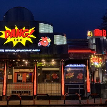 Dang BBQ - Outside neons lighting up the block - Barbeque Near Me - Seaford, New York
