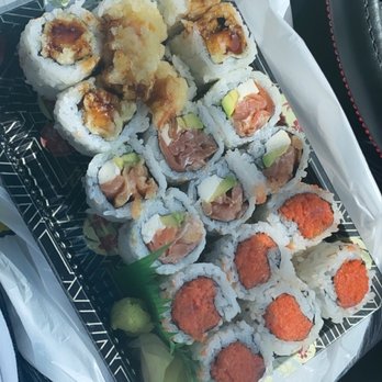 Yiku Sushi - R29. Shrimp Tempura Roll, R36. Philadelphia Roll with Smoked Salmon, and R30. Spicy Tuna Roll - Sushi Bars Near Me - Gaithersburg, Maryland Yiku Sushi - R29. Shrimp Tempura Roll, R36. Philadelphia Roll with Smoked Salmon, and R30. Spicy Tuna Roll - Sushi Bars Near Me - Gaithersburg, Maryland