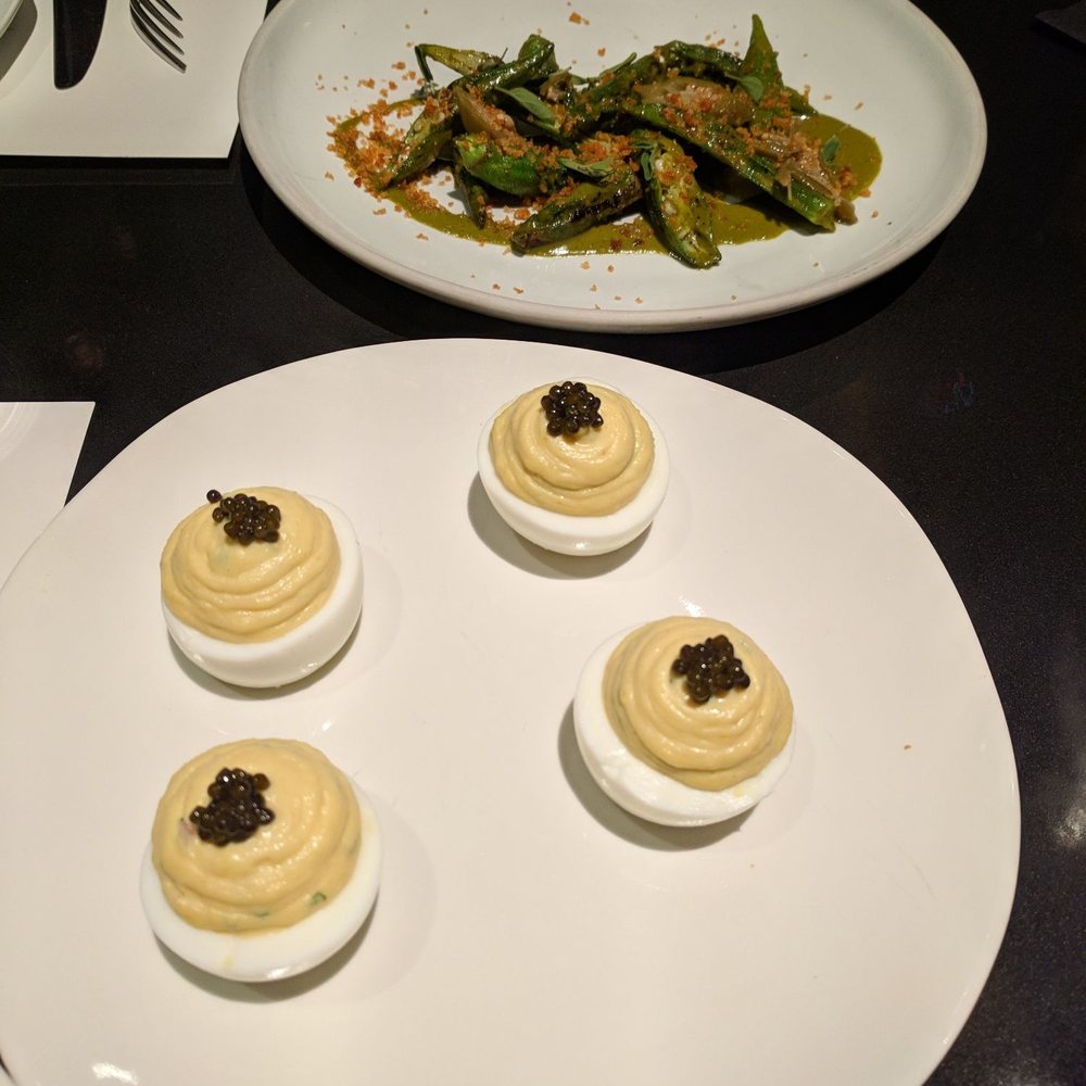 Mirador - Caviar Devil Eggs & Okra - New American Near Me - Dallas, Texas Mirador - Caviar Devil Eggs & Okra - New American Near Me - Dallas, Texas