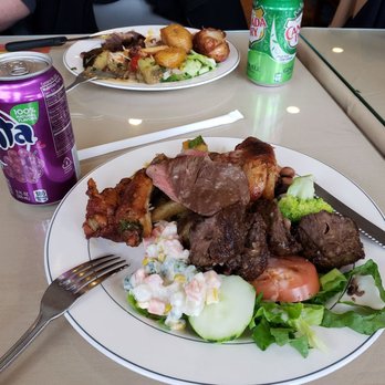 Panela de Barro - My plate during lunch with different salad and meat. - Brazilian Near Me - Waltham, Massachusetts