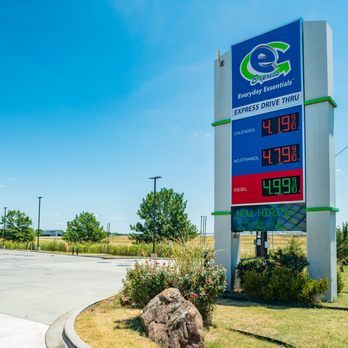 eExpress - a gas station with a large sign - Gas Stations Near Me - Okemah, Oklahoma