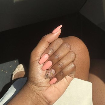 K Nails - Acrylic fill in and one glass finger with gold flakes - Nail Salons Near Me - Smyrna, Georgia K Nails - Acrylic fill in and one glass finger with gold flakes - Nail Salons Near Me - Smyrna, Georgia