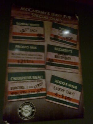 Menu photo 2 Mc Carthy's Irish Pub Zona Hotelera, ROO Menu photo 2 Mc Carthy's Irish Pub Zona Hotelera, ROO