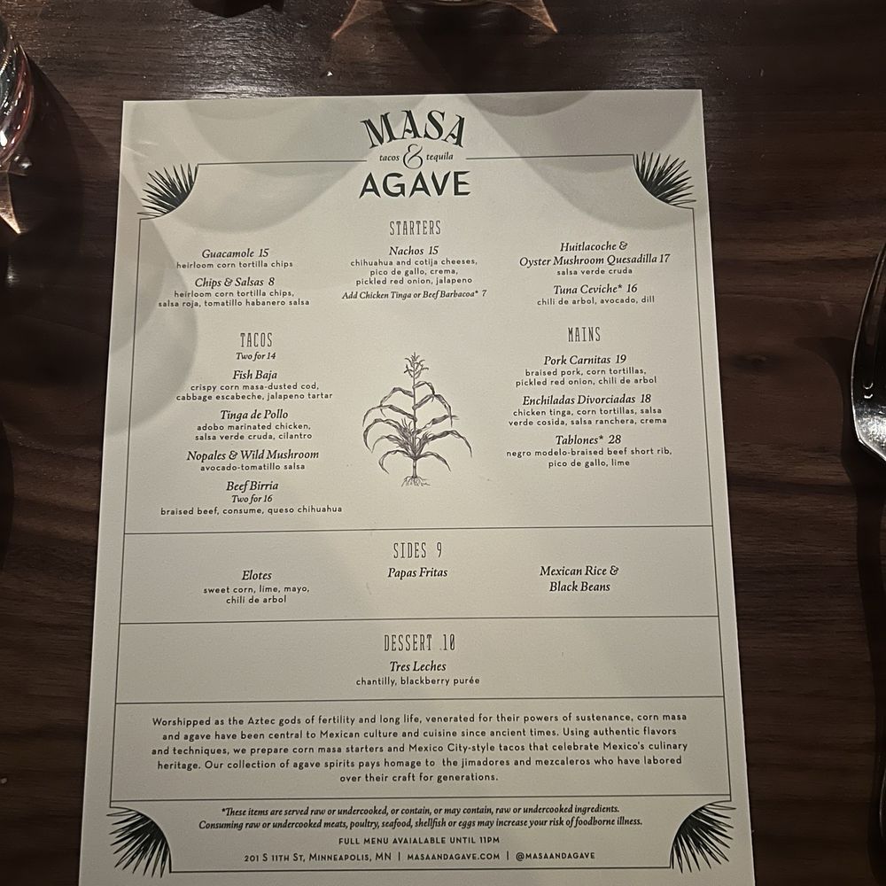 Masa & Agave - Menu - Mexican Near Me - Minneapolis, Minnesota Masa & Agave - Menu - Mexican Near Me - Minneapolis, Minnesota