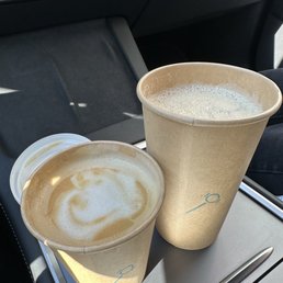 Hot latte and iced latte Hot latte and iced latte