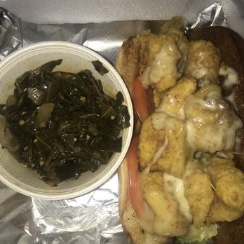 Big Herm's Kitchen - Catfish sandwich with a side of collard greens - Southern Near Me - Richmond, Virginia Big Herm's Kitchen - Catfish sandwich with a side of collard greens - Southern Near Me - Richmond, Virginia