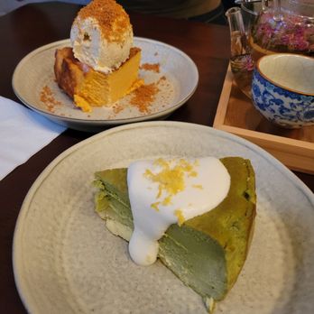 Duo Cafe - Sweet potato and matcha lemon basque cheesecake - Cafes Near Me - New York, New York