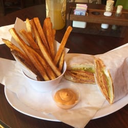 Founder's Square Deli - The fries are ok but good when dipped and the sa sandwich was really good I would eat hear again