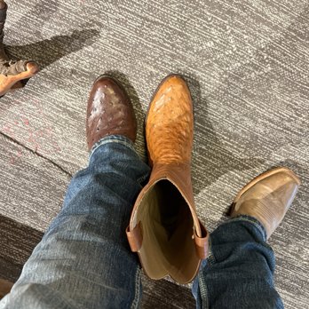Tecovas - Trying boots on - Leather Goods Near Me - Plano, Texas