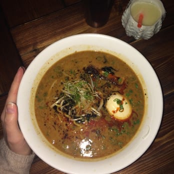 High Five Ramen - Half spice high five ramen ($14) and a yuzu slushie ($8) - Ramen Near Me - Chicago, Illinois High Five Ramen - Half spice high five ramen ($14) and a yuzu slushie ($8) - Ramen Near Me - Chicago, Illinois