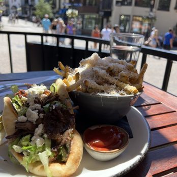 Fall Line Kitchen & Cocktails - Lamb Gyro and Truffle Fries - Sandwiches Near Me - Vail, Colorado Fall Line Kitchen & Cocktails - Lamb Gyro and Truffle Fries - Sandwiches Near Me - Vail, Colorado