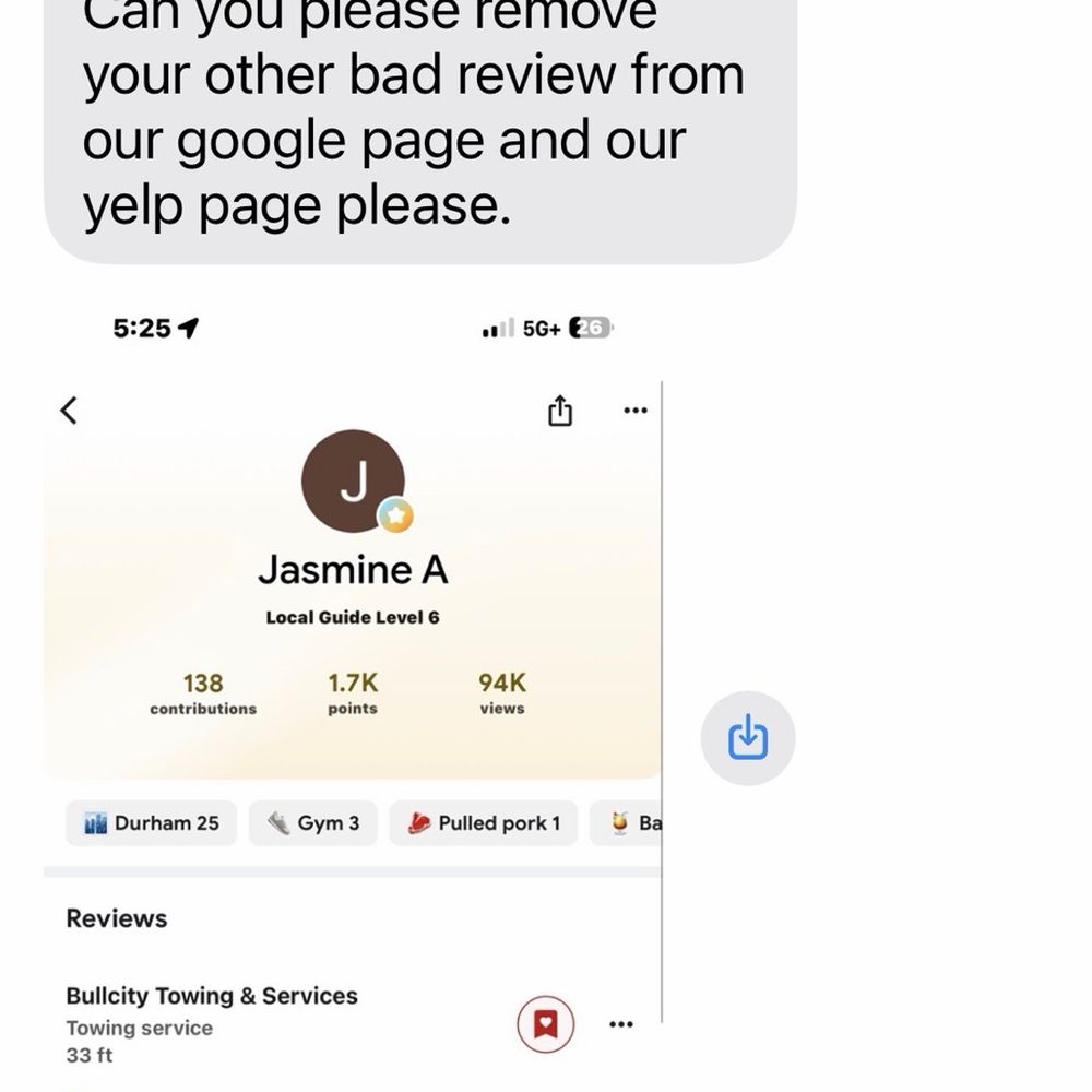 Bullcity Towing & Services - Asking me to remove my reviews of my honest experience. After previously asking me not to contact them. - Auto Detailing Near Me - Durham, North Carolina Bullcity Towing & Services - Asking me to remove my reviews of my honest experience. After previously asking me not to contact them. - Auto Detailing Near Me - Durham, North Carolina