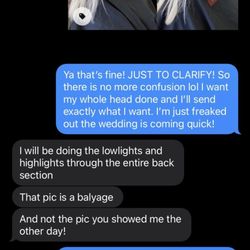Euphoria Hair and Nail Salon - Our text conversation where I told her AGAIN what I wanted.