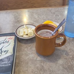 Their cocoa (I already demolished the whipped cream sorry XD) and my fruit that comes with my meal