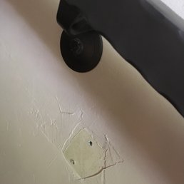 Visible repairs on handrail Visible repairs on handrail