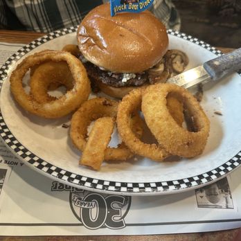 Black Bear Diner - Bacon Bleu Burger with Homemade Crispy Onions* - American Near Me - Monterey, California Black Bear Diner - Bacon Bleu Burger with Homemade Crispy Onions* - American Near Me - Monterey, California