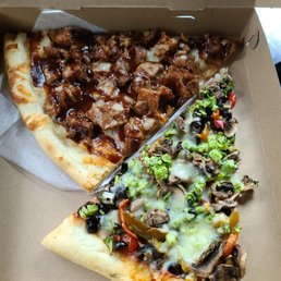 Veggie and BBQ chicken slices!