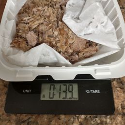 One pound of carnitas...or 13.9 oz, I should say, for the cost of a pound. One pound of carnitas...or 13.9 oz, I should say, for the cost of a pound.