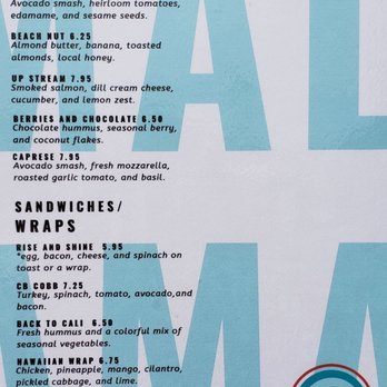 Mālama Cafe - Menu 5/28/20 - Juice Bars & Smoothies Near Me - Carolina Beach, North Carolina