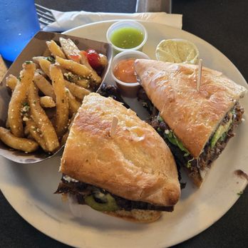 Moo Creamery - Brisket Torta and spicy garlic fries - Burgers Near Me - Bakersfield, California Moo Creamery - Brisket Torta and spicy garlic fries - Burgers Near Me - Bakersfield, California