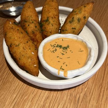 Clio - Saffron Rice Fritter - Mediterranean Near Me - Omaha, Nebraska Clio - Saffron Rice Fritter - Mediterranean Near Me - Omaha, Nebraska