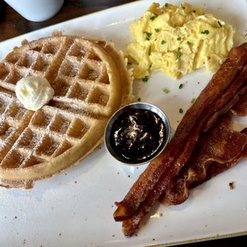 First Watch - The Tri-Fecta waffle was light and slightly sweet with a crispy finish, requested bacon crispy - Breakfast & Brunch Near Me - Mobile, Alabama