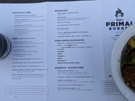 Menu photo 1 Dick's Primal Kitchen Portland, OR Menu photo 1 Dick's Primal Kitchen Portland, OR
