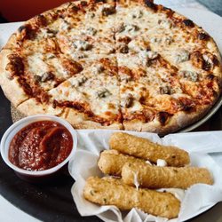 Spitony's Pizza - Sausage Pizza & Mozzarella Cheese Sticks