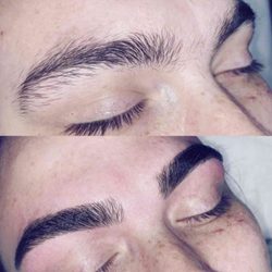 Before and after a brow wax + tint