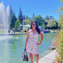 Water Fountain, greenery, pond and Shades