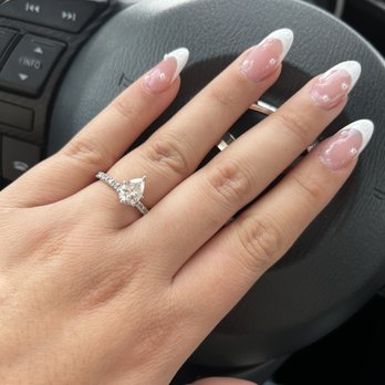 TM Nails - Full set, almond shape, pearl decals - Nail Salons Near Me - Anaheim, California TM Nails - Full set, almond shape, pearl decals - Nail Salons Near Me - Anaheim, California