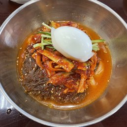 Spicy Cold Kimchi Somyun Noodle Soup