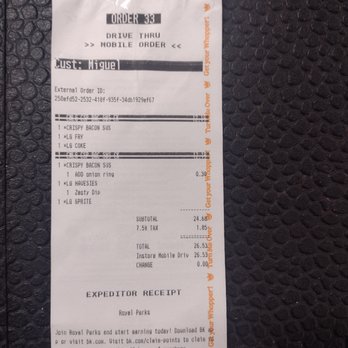 Burger King - Burger King Receipt - Burgers Near Me - Jacksonville, Florida Burger King - Burger King Receipt - Burgers Near Me - Jacksonville, Florida