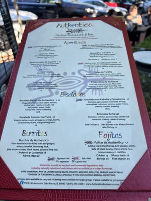 Menu photo 2 Authentico Mexican Restaurant and Bar Lake Forest, IL Menu photo 2 Authentico Mexican Restaurant and Bar Lake Forest, IL