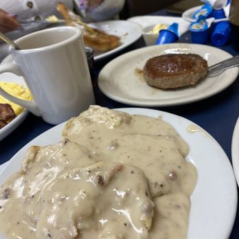Flo's Country Cafe - Biscuits and Gravy and Sausage patty.. - American Near Me - Cherry Valley, California