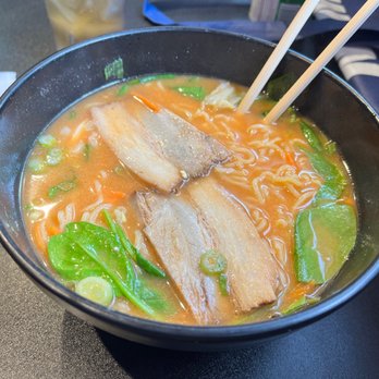 Ramen-Ya - Spicy Miso Pork Ramen. Only 2 slices of pork and a hard boiled egg for $16. - Ramen Near Me - Las Vegas, Nevada Ramen-Ya - Spicy Miso Pork Ramen. Only 2 slices of pork and a hard boiled egg for $16. - Ramen Near Me - Las Vegas, Nevada