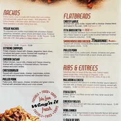 Wing'n It Restaurants - Nachos, Flatbreads and Ribs Entrees