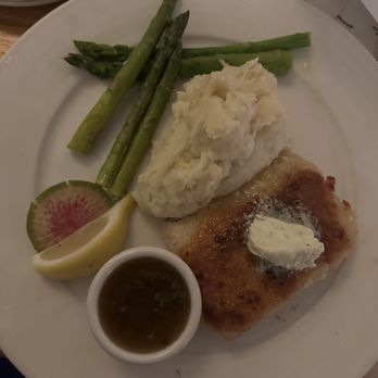 Wind & Sea - Mac Macadamia Nut Crusted Mahi - Mahi and substituted the sides for mashed potatoes and asparagus - Seafood Near Me - Dana Point, California Wind & Sea - Mac Macadamia Nut Crusted Mahi - Mahi and substituted the sides for mashed potatoes and asparagus - Seafood Near Me - Dana Point, California