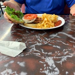 Lunch, Bacon cheeseburger. Lunch, Bacon cheeseburger.