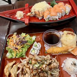 Salmon Crunch and Philadelphia Roll Chicken Teriyaki Bento Box Salmon Crunch and Philadelphia Roll Chicken Teriyaki Bento Box