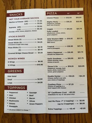 Menu photo 2 Bailey’s Pizza Parlor Roann, IN
